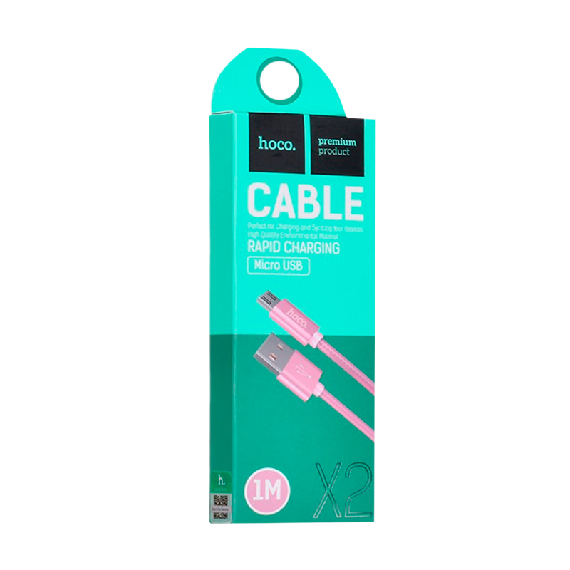Кабель HOCO X2 USB (m)-microUSB (m) 1.0м 2.1A нейлон розовое золото (1/30/300)