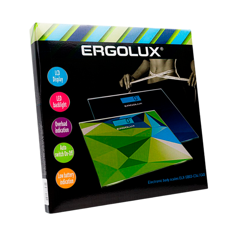 Весы напольные Ergolux ELX-SB03-C45 электронные 180кг синий (1/8)
