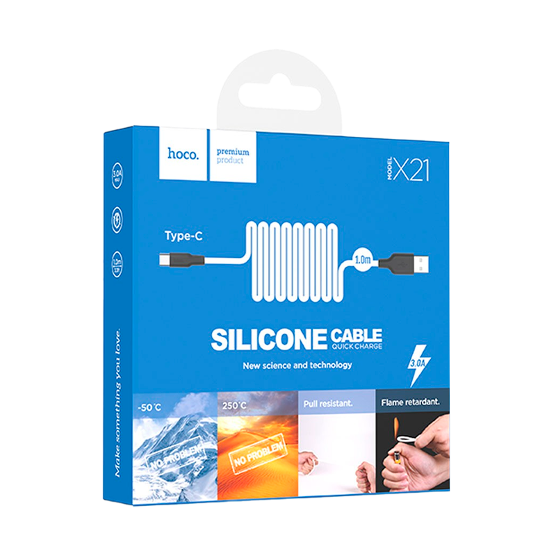 Кабель HOCO X21 USB (m)-Type-C (m) 1.0м 2.0A силикон белый (1/29/174)
