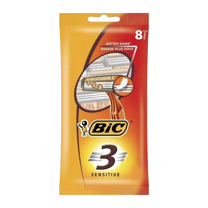 Бритва BIC "БИК 3 Sensitive" 3 лезвия пластиковая ручка 8шт. (1/20)