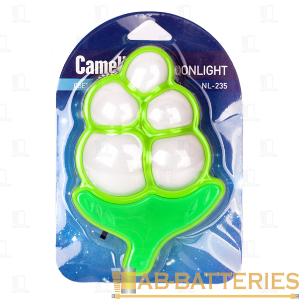 Ночник Camelion NL-235 "Виноград" 220V в розетку зеленый (1/18/72)