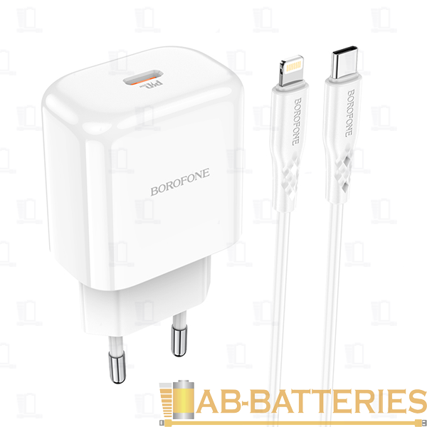 Сетевое З/У Borofone BN3 Type-C 20W QC3.0 с кабелем Type-C-Lightning белый (1/35/140)