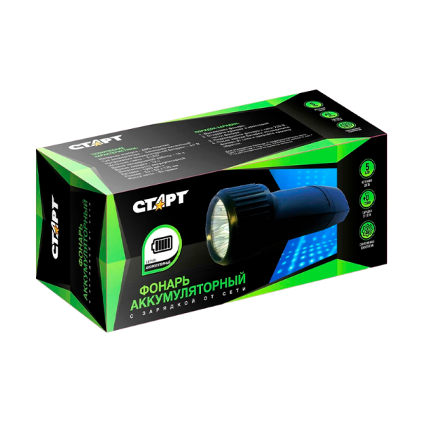 Фонарь светодиодный Старт LHE 509-B1 5LED от батареек черный (1/30/120)