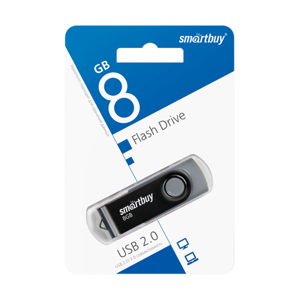 Флеш-накопитель Smartbuy Twist 8GB USB2.0 пластик черный