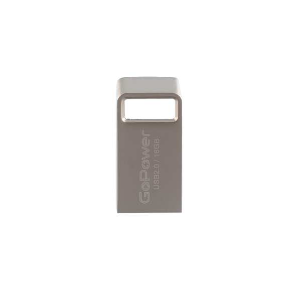 Флеш-накопитель GoPower MINI 16GB USB2.0 металл серебряный (1/50/1000)