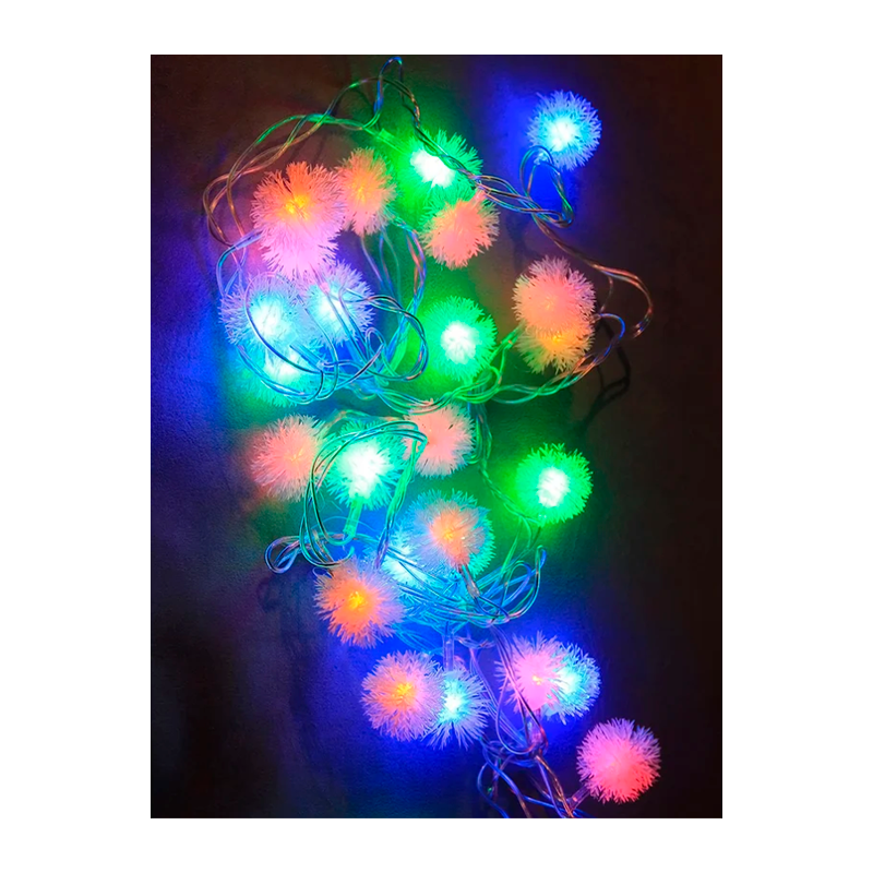 *Гирлянда Космос 30LED 4.4м шарики нить 8 режимов резиновые насадки ассорти (1/50) 