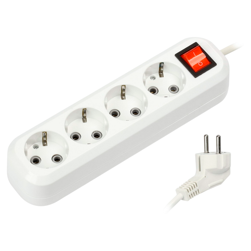 Удлинитель Smartbuy 4р.С/З 16A 5.0м с выкл. ПВС 3x1мм² белый (1/40)