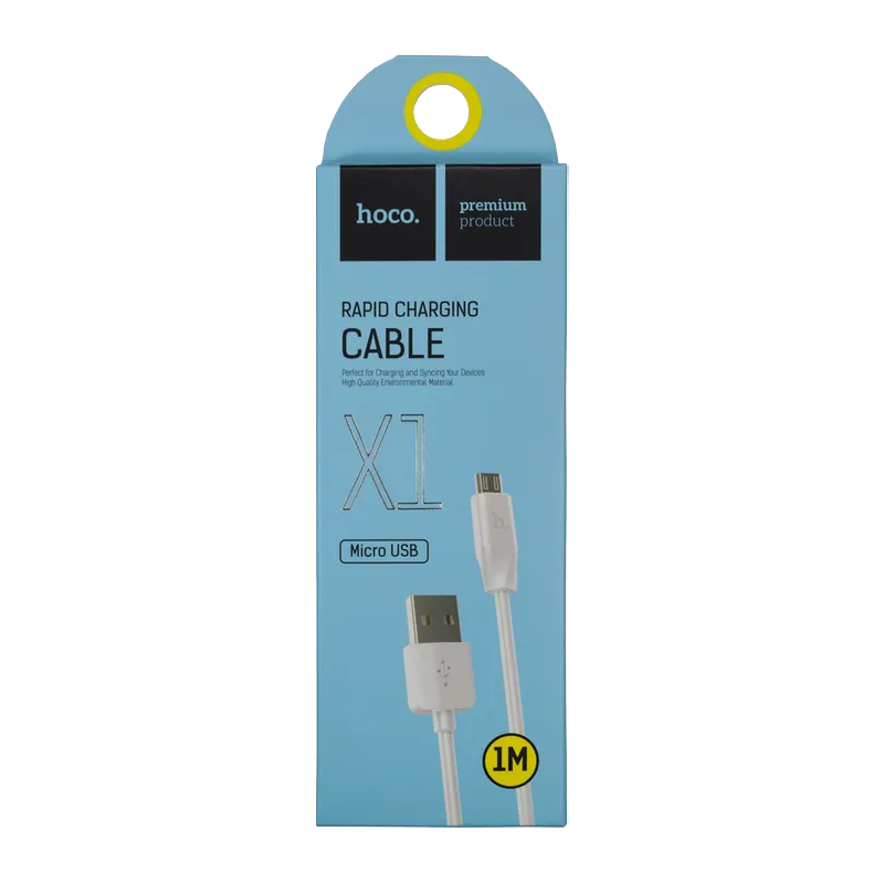 Кабель HOCO X1 USB (m)-microUSB (m) 1.0м 2.4A ПВХ белый (1/30/300)