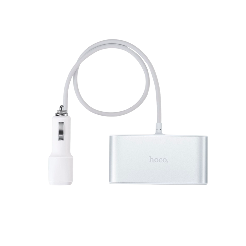 Автомобильное З/У HOCO Z13 2USB 2.1A 3 прикуривателя серебряный (1/63)