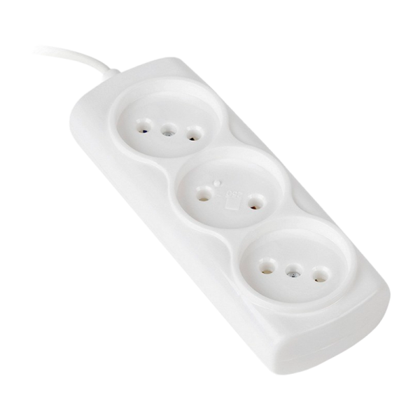 Удлинитель Smartbuy 3р.Б/З 6A 3.0м ШВВП 2x0.75мм² белый (1/60)