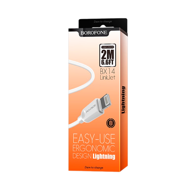 Кабель Borofone BX14 USB (m)-Lightning (m) 2.0м 2.0A ПВХ белый (1/360)