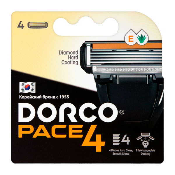 Сменные кассеты DORCO PACE4 FRA1040 4 лезвия 4шт. (цена за 1 шт) (4/24)
