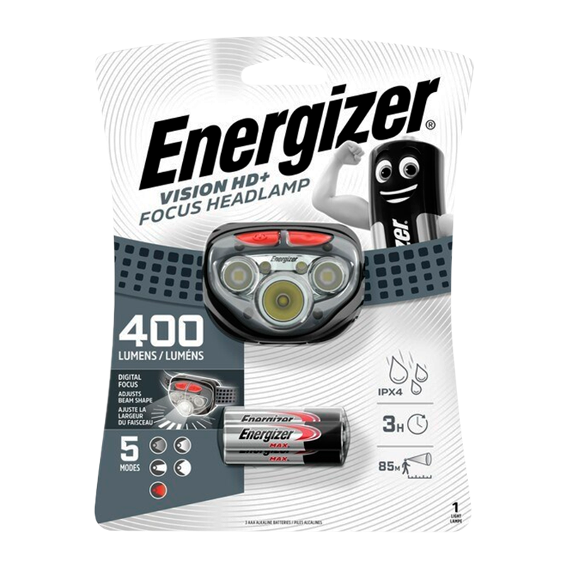 Фонарь налобный Energizer Vision HD + Focus Headlight 5LED от батареек 3 режима черный