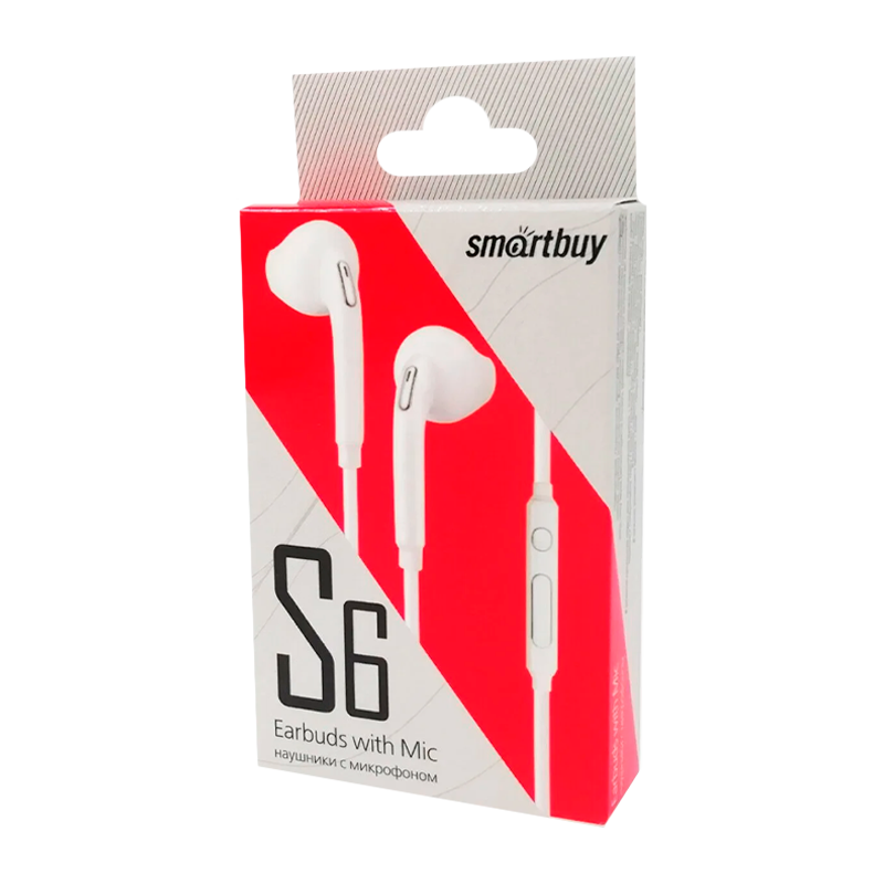 Наушники внутриканальные Smartbuy S6 с микр. белый (1/100)