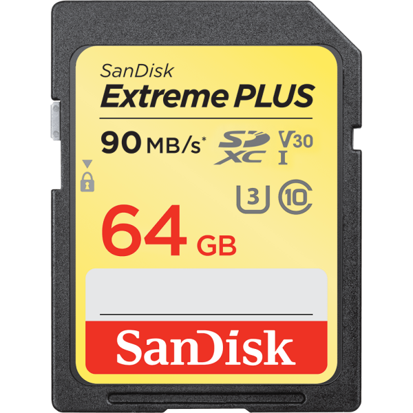 Карта памяти SD SanDisk Extreme Plus 64GB Class10 UHS-I (U3) 90 МБ/сек V30
