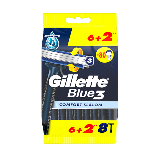 Бритва Gillette BLUE3 COMFORT Slalom 3 лезвия ENG 6+2шт. (1/6)