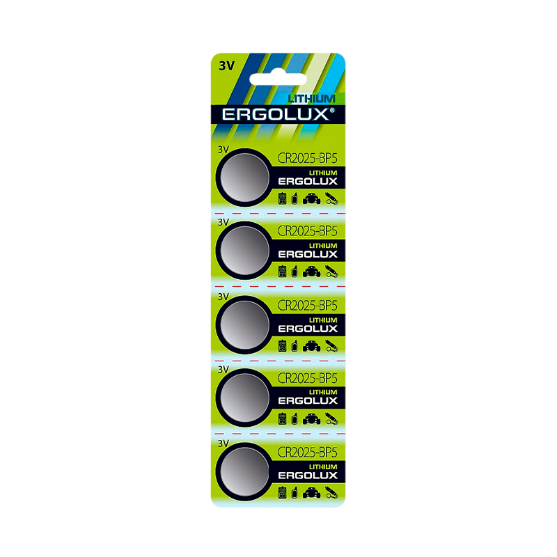Батарейка Ergolux CR2025 BL5 Lithium 3V (5/100/2000)
