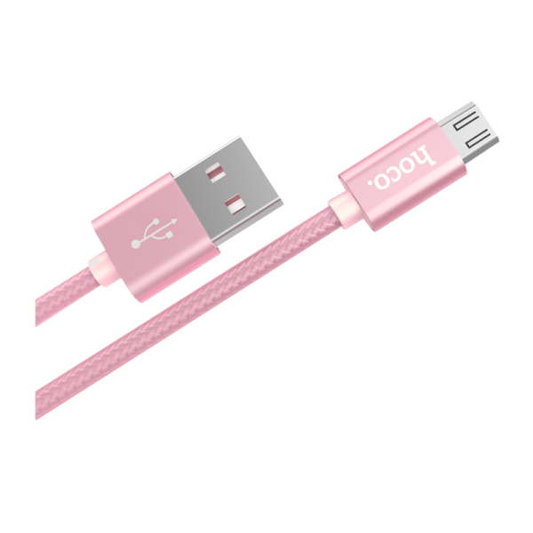 Кабель HOCO X2 USB (m)-microUSB (m) 1.0м 2.1A нейлон розовое золото (1/30/300)