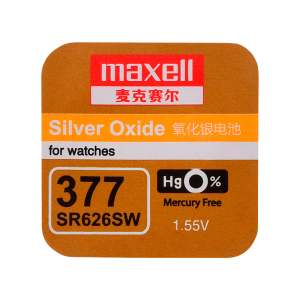 Батарейка Maxell 377 (SR626SW) BL1 Silver Oxide 1.55V 0%Hg (1/10/100)