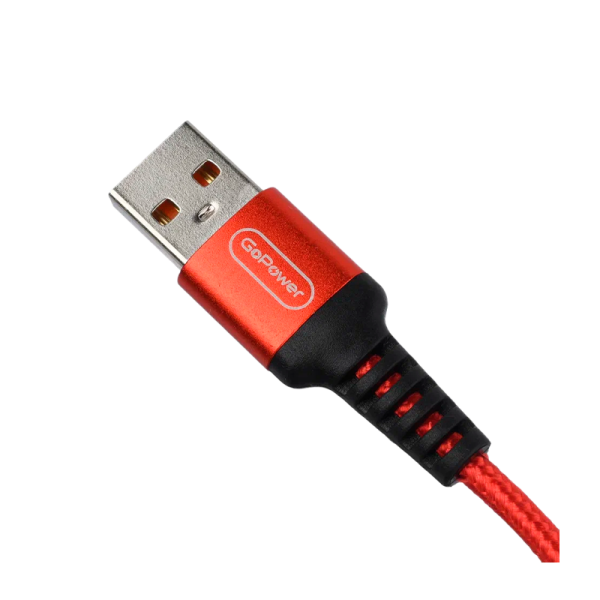 Кабель GoPower GP02M USB (m)-microUSB (m) 1.0м 2.4A нейлон красный (1/200/800)