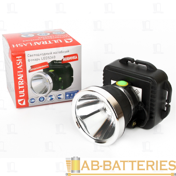 Фонарь налобный Ultraflash E157 3W CREE от аккумулятора IP66 3 режима черный (1/40)