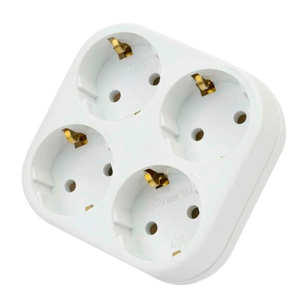 Разветвитель Toker 4Т4 4р.С/З белый (1/50)