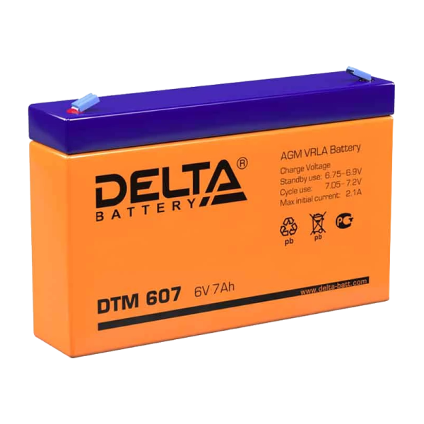 Аккумулятор свинцово-кислотный Delta DTM 607 6V 7Ah (1/10)