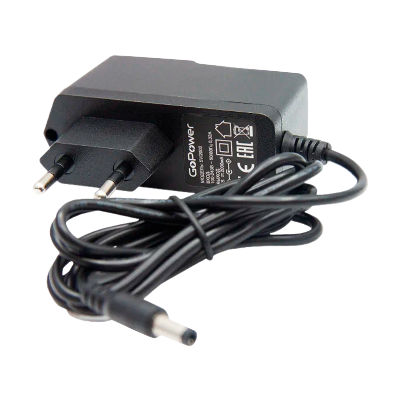 Блок питания GoPower 2.0A 12V 5,5x2,1/12мм для ресивера Триколор ТВ и НТВ+ (1/100)