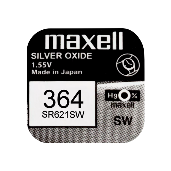 Батарейка Maxell 363/364 (SR621SW) BL1 Silver Oxide 1.55V 0%Hg (1/10/100)