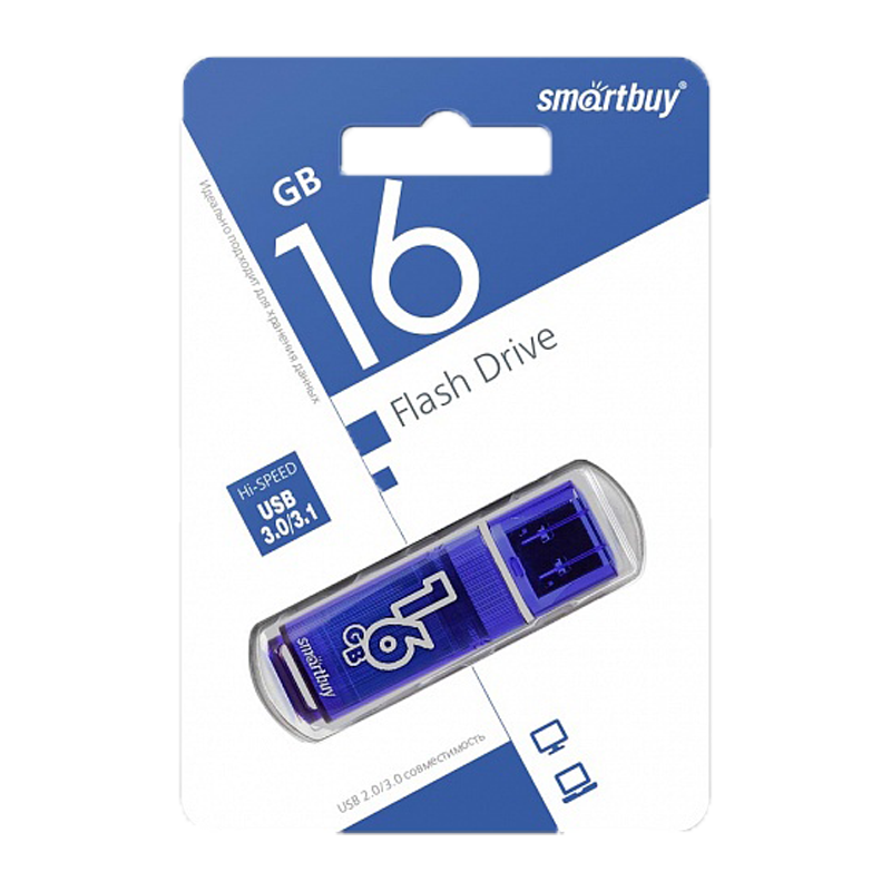 Флеш-накопитель Smartbuy Glossy 16GB USB3.0 пластик синий