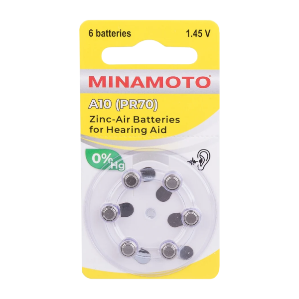 Батарейка Minamoto ZA10 BL6 Zinc Air 1.45V (6/60/600)