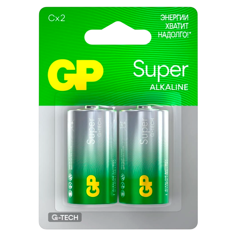 Батарейка GP Super G-Tech LR14 C BL2 Alkaline 1.5V (2/20/160)