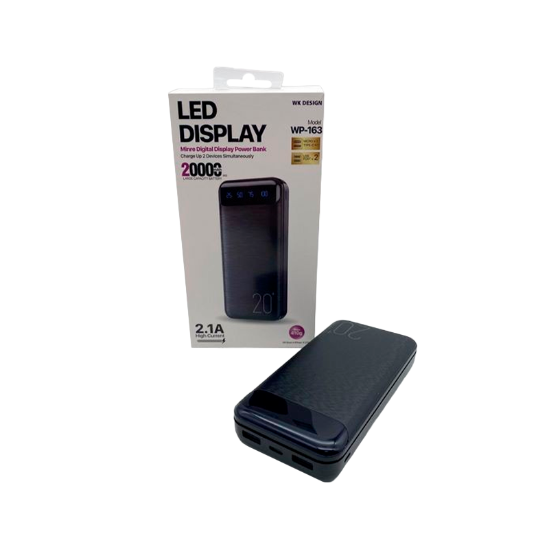 Внешний аккумулятор WK WP-163 20000mAh 2.1A черный (1/60)