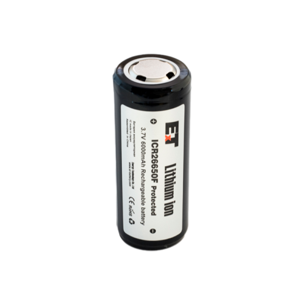 Аккумулятор ET ICR26650F Protected 26.0*65.0, 6000mAh, Li-Ion