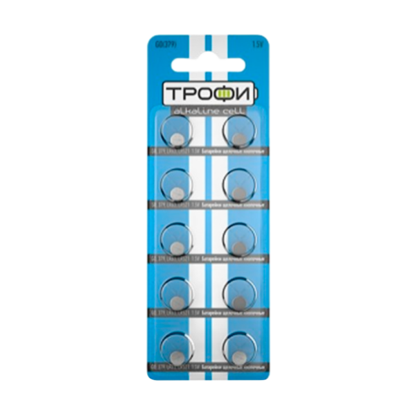 Батарейка Трофи G0/LR521/LR63/LR50/379A/179 BL10 Alkaline 1.55V (10/200/1600)