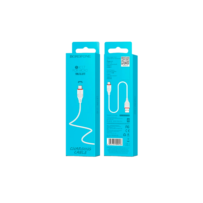 Кабель Borofone BX17 USB (m)-Lightning (m) 1.0м 2.4A ПВХ белый (1/648)