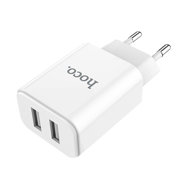 Сетевое З/У HOCO C62A 2USB 2.1A умная зарядка (IC) белый (1/21/126)