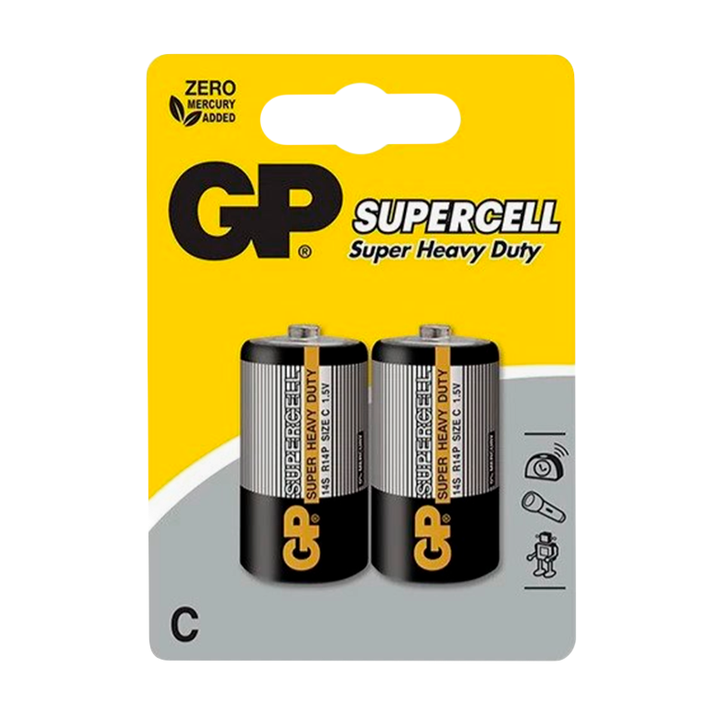 Батарейка GP Supercell R14 C BL2 Heavy Duty 1.5V (2/20/240)