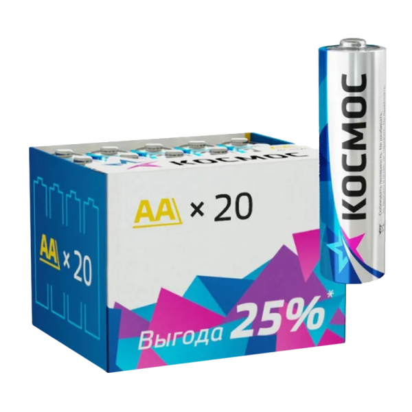 Батарейка Космос LR6 AA BOX20 Alkaline 1.5V (20/640)