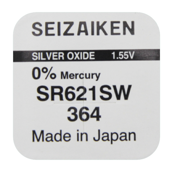 Батарейка SEIZAIKEN 364 (SR621SW) Silver Oxide 1.55V (1/10/100/1000)