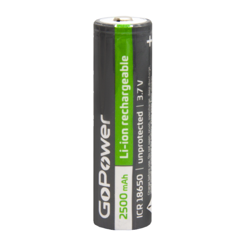Аккумулятор Li-ion GoPower ICR18650 BL1 3.7V 2500mAh без защиты выс.конт. (1/6/120)
