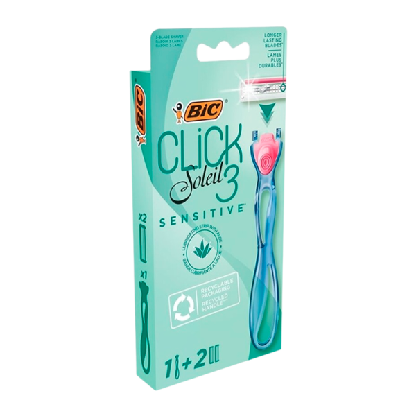Бритва BIC Soleil Click 3 Sensitive 3 лезвия 2 кассеты пластиковая ручка (1/10)
