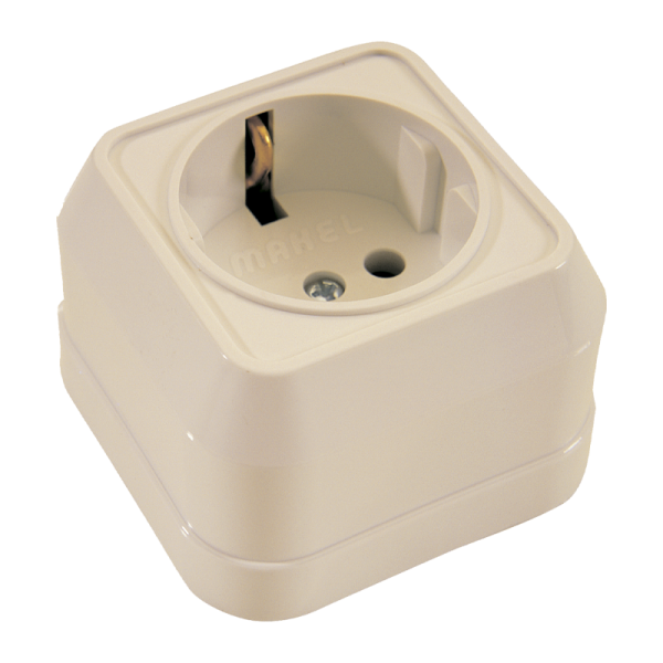 Розетка Makel Siva Ustu 1гн. 16A С/З кремовый 45208 (1/10)