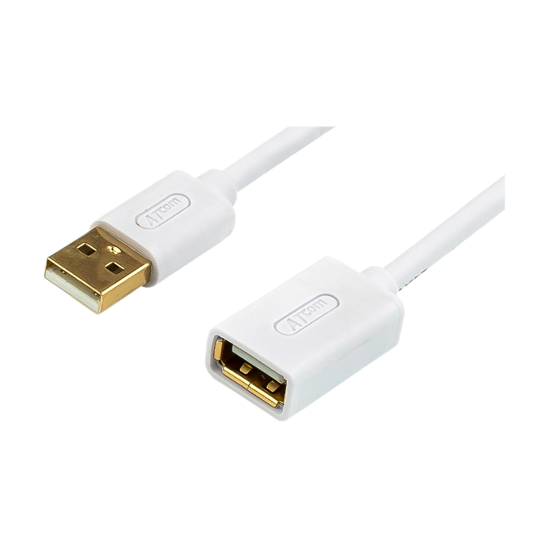 Кабель Atcom USB (m)-USB (f) 3.0м силикон белый (1/200)