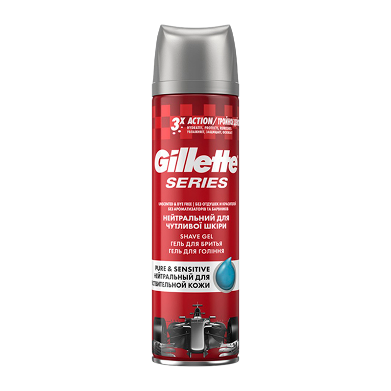 Гель для бритья Gillette Series нейтральный 200мл красный (1/6)