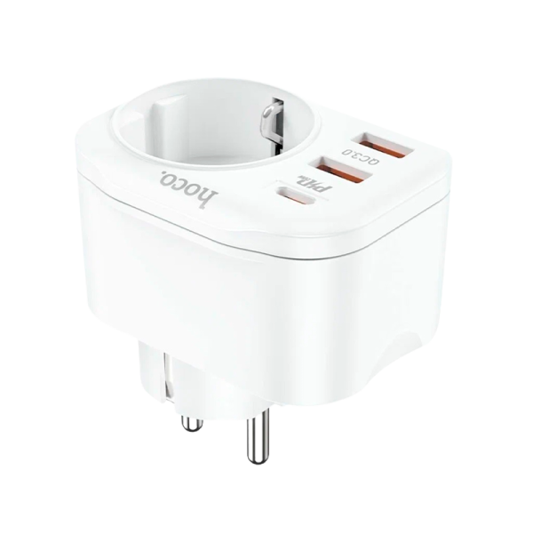 Разветвитель HOCO NS3 1р.С/З 16A 3USB белый (1/84)