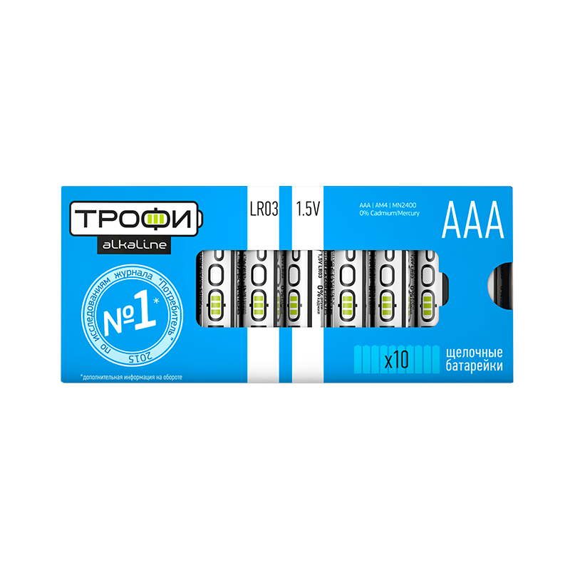 Батарейка Трофи LR03 AAA BOX10 Alkaline 1.5V (10/800/48000)