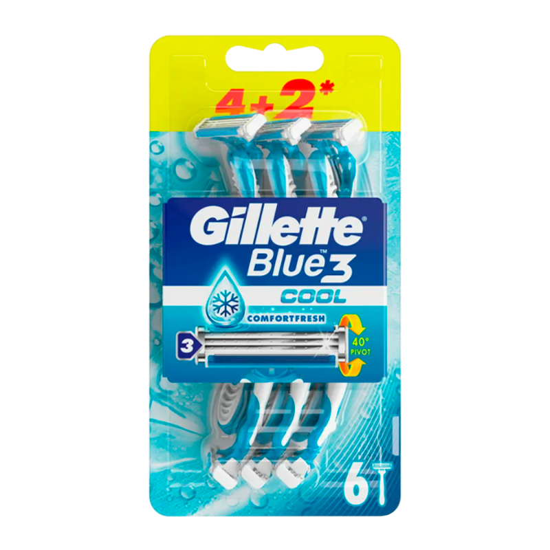 Бритва Gillette BLUE3 3 лезвия прорезиненная ручка 4+2шт. (1/6)