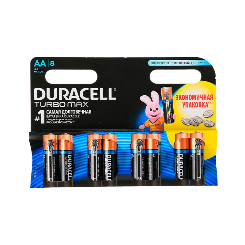 Батарейка Duracell TURBO MAX LR6 AA BL8 Alkaline 1.5V (8/96)