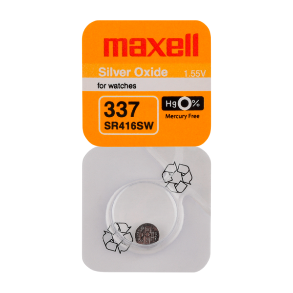 Батарейка Maxell 337 (SR416SW) BL1 Silver Oxide 1.55V 0%Hg (1/10/100)
